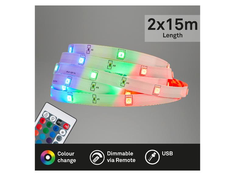 Bandes lumineuses LED colorées, dimmables, avec télécommande et USB.