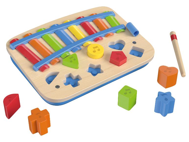 Jouet en bois avec xylophone et jeu d'encastrement