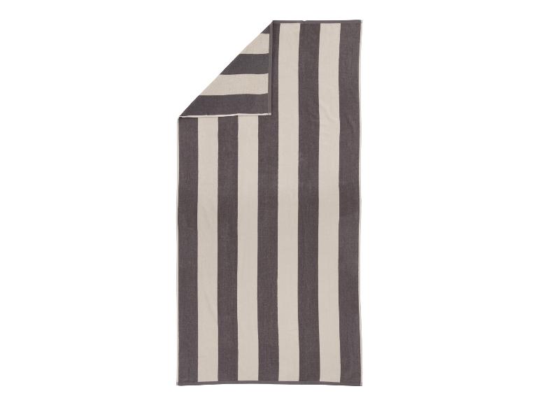 Serviette de plage rayée grise et blanche
