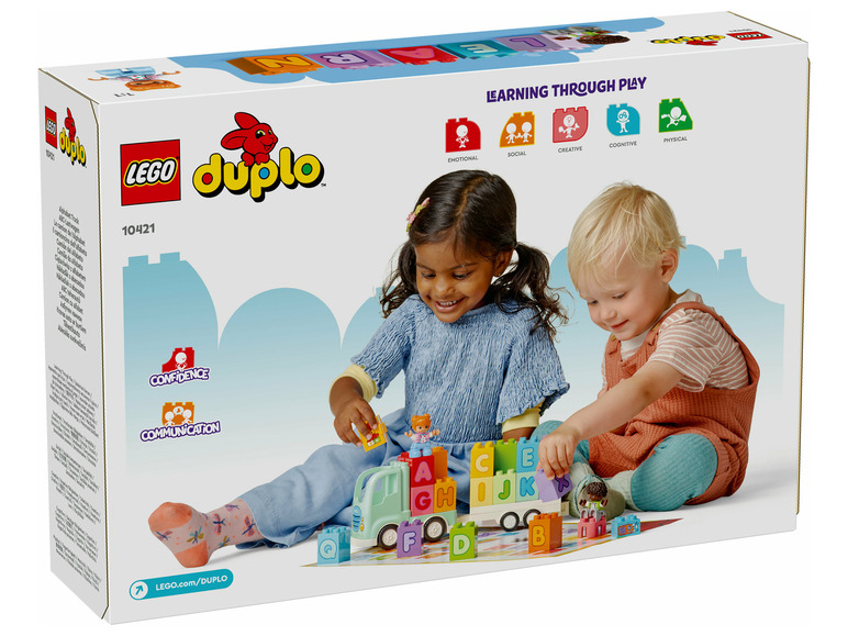 Jouets LEGO Duplo avec un camion et des blocs de lettres pour les jeunes enfants.