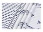 Tissu rayé blanc et bleu marine avec motifs de baleines