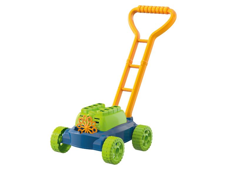 Tondeuse à bulles pour enfants, jouet coloré avec roues.