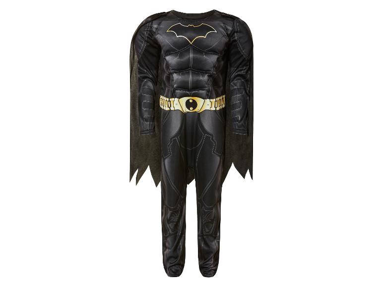 Déguisement de Batman noir pour enfant avec ceinture dorée et logo chauve-souris.