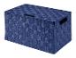 Boîte de rangement bleu foncé tressée.