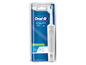 Une brosse à dents électrique Oral-B Vitality 100 blanche avec une tête CrossAction.