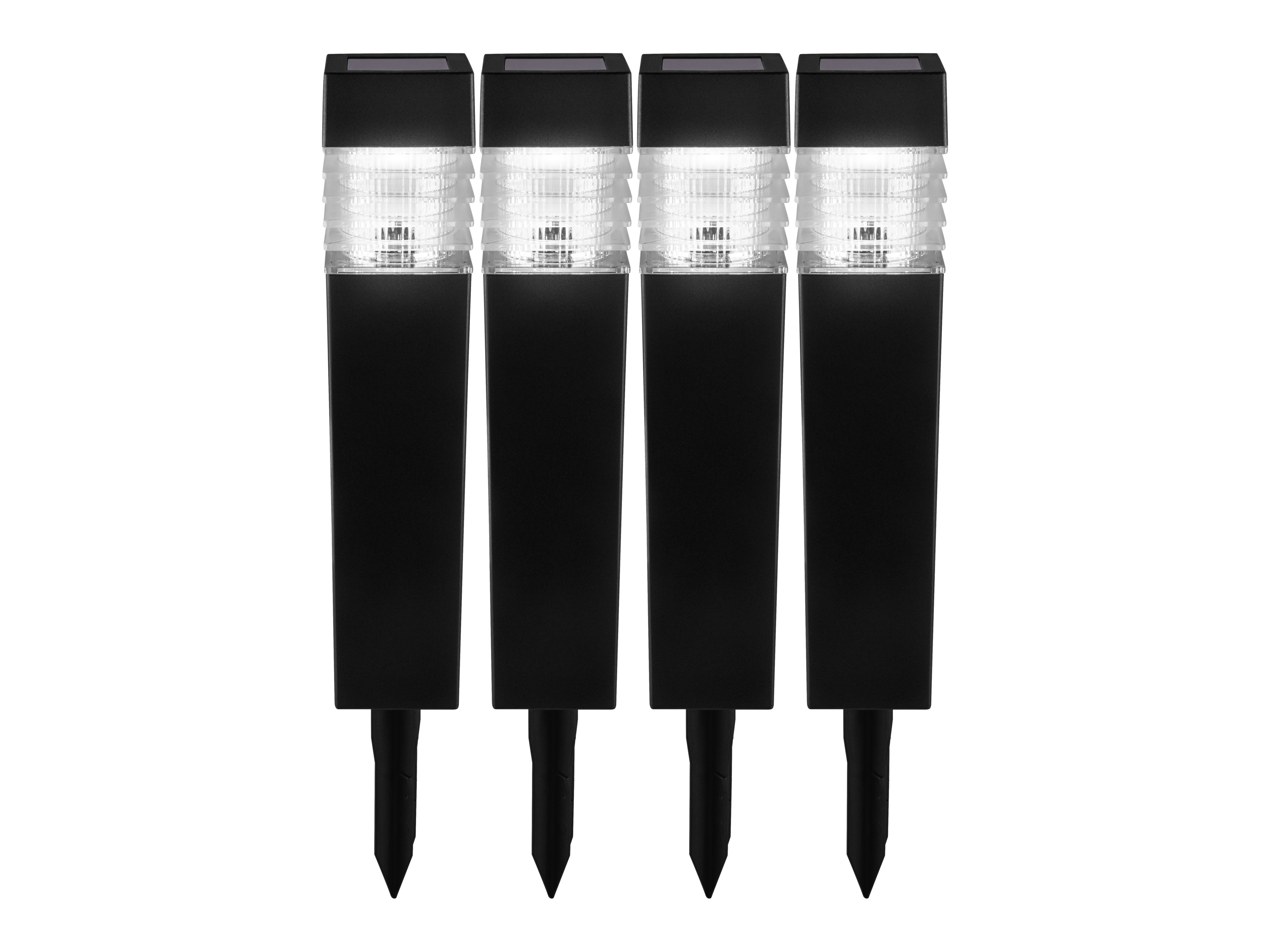 LIVARNO home Lot de 4 balises solaires à LED (rectangulaire)