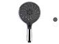 Pommeau de douche à main chromé avec surface de pulvérisation noire, doté d'un sélecteur de mode.