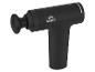 Pistolet de massage noir avec embout rond, doté d'un bouton d'alimentation et de voyants lumineux.