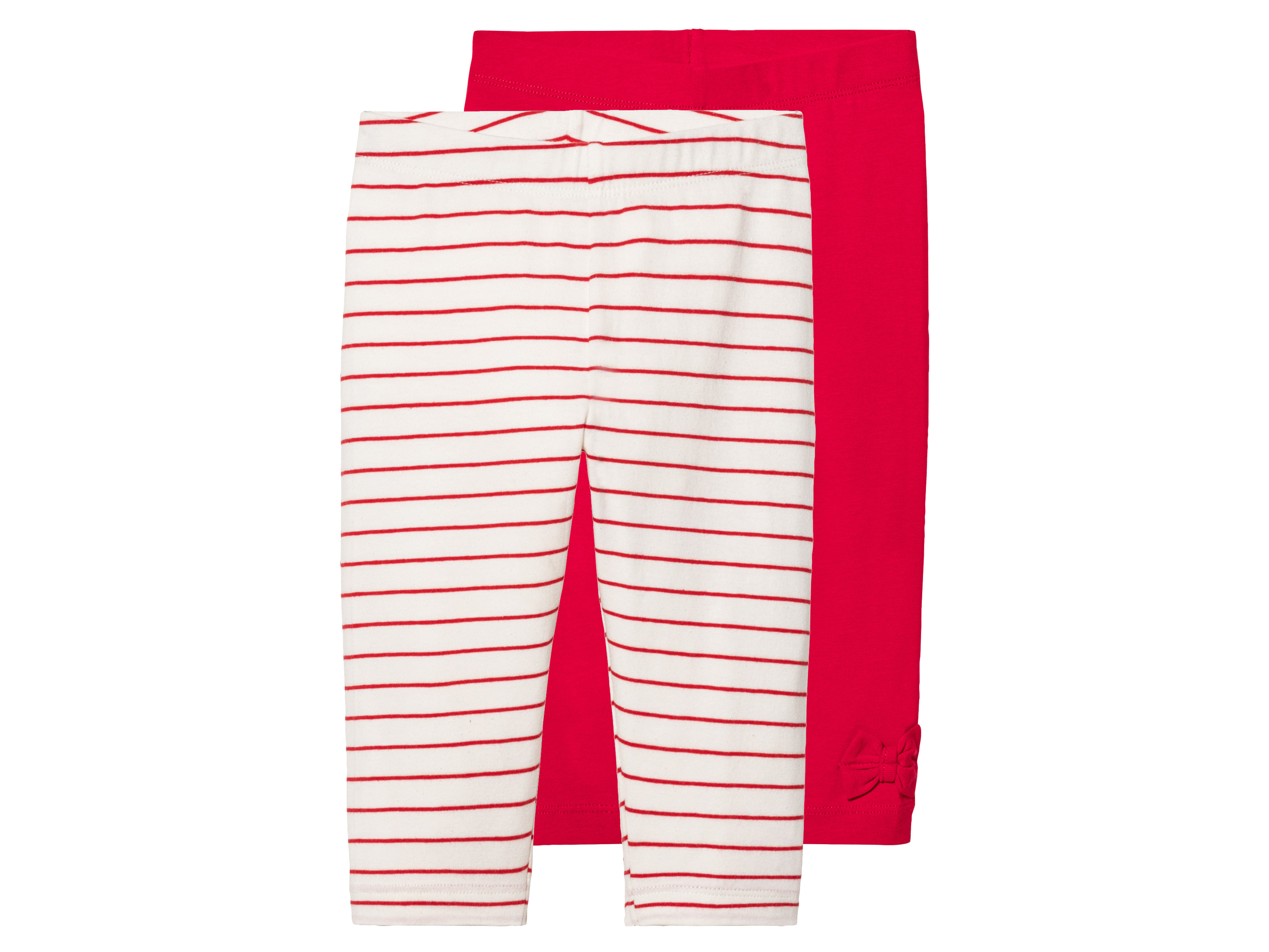 lupilu® Lot de 2 leggings petite fille  (2-4 ans, rouge/rayé)