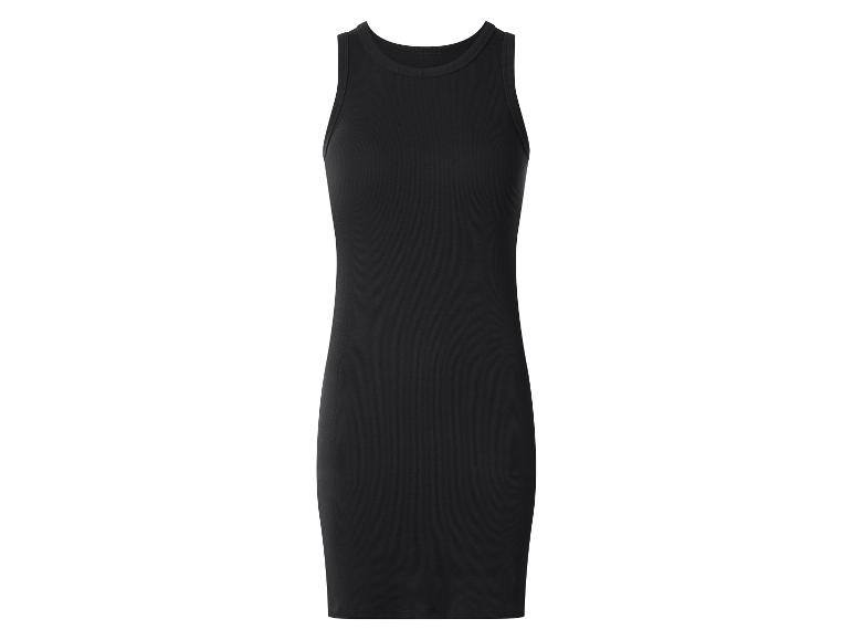 Robe noire sans manches en tissu côtelé