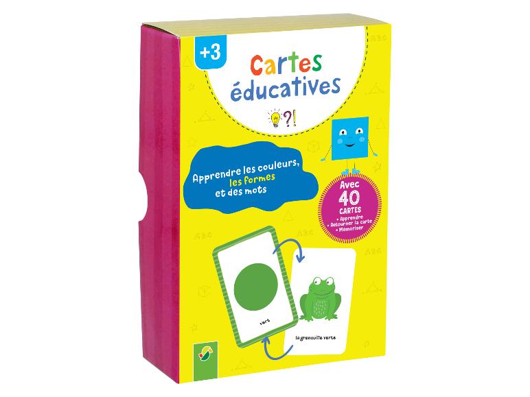Boîte de cartes éducatives pour enfants (+3 ans) pour apprendre les couleurs, les formes et les mots.