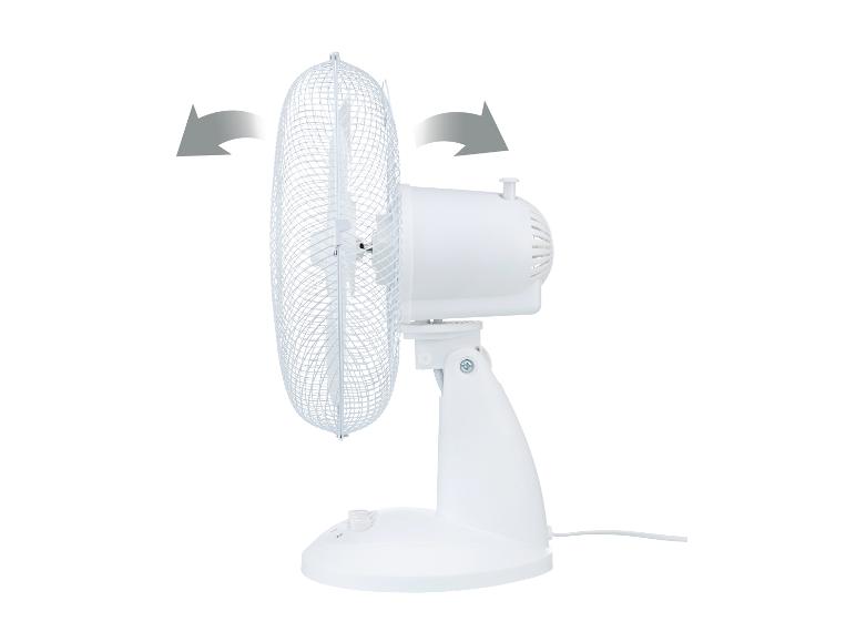 Ventilateur de table blanc avec flèches d'oscillation