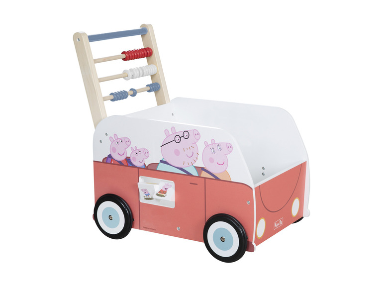 Un chariot de jouet Peppa Pig avec un abaque.