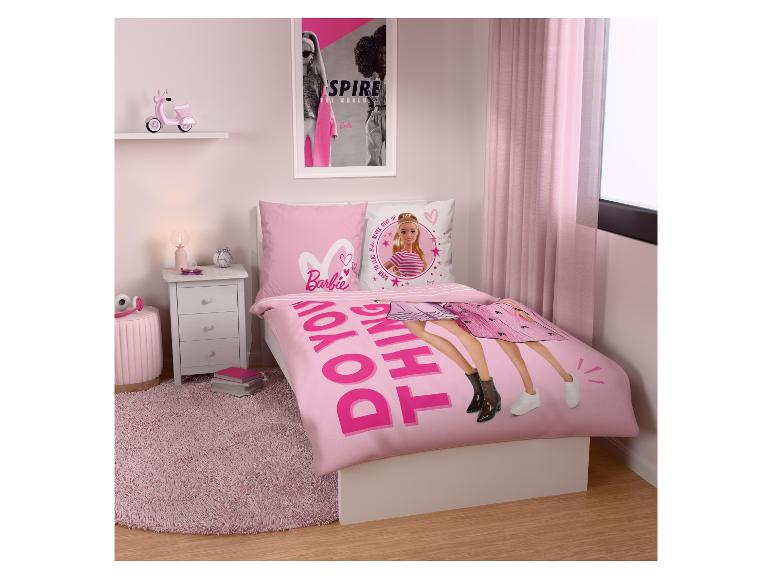 Housse de couette réversible Barbie 140x200 cm - 100% Coton - Rose et bleu - Rose - 32.90