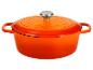 Cocotte en fonte émaillée orange avec couvercle et bouton argenté
