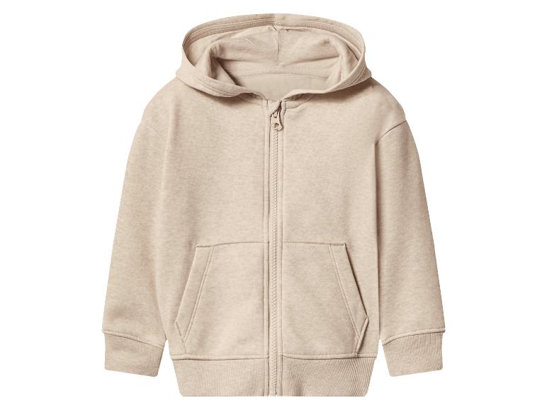 Sweat à capuche beige pour enfant avec fermeture éclair et poches