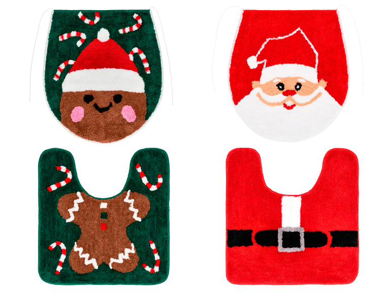 Ensemble de tapis de bain LIVARNO® 2 pièces avec personnages de Noël.