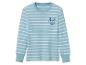 Haut rayé bleu clair pour enfant, motif ourson.