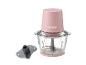 Hachoir électrique rose avec bol en verre et accessoire de mélange