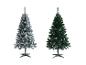 Deux sapins de Noël artificiels, un floqué blanc et un vert.