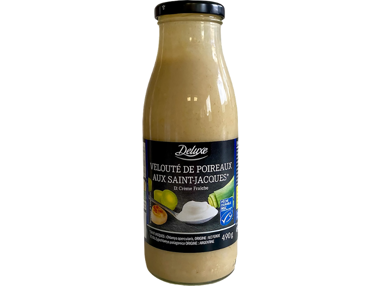 Bouteille de velouté de poireaux aux Saint-Jacques Deluxe, 490 g