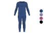 Ensemble de sous-vêtements thermiques bleu pour homme avec des détails texturés.