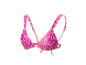 Haut de bikini triangle rose à pois, style estival.