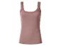 Débardeur côtelé rose avec bordure en dentelle.