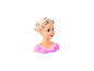 Tête à coiffer BAYER DESIGN Charlene Super Model avec cheveux blonds et haut rose.