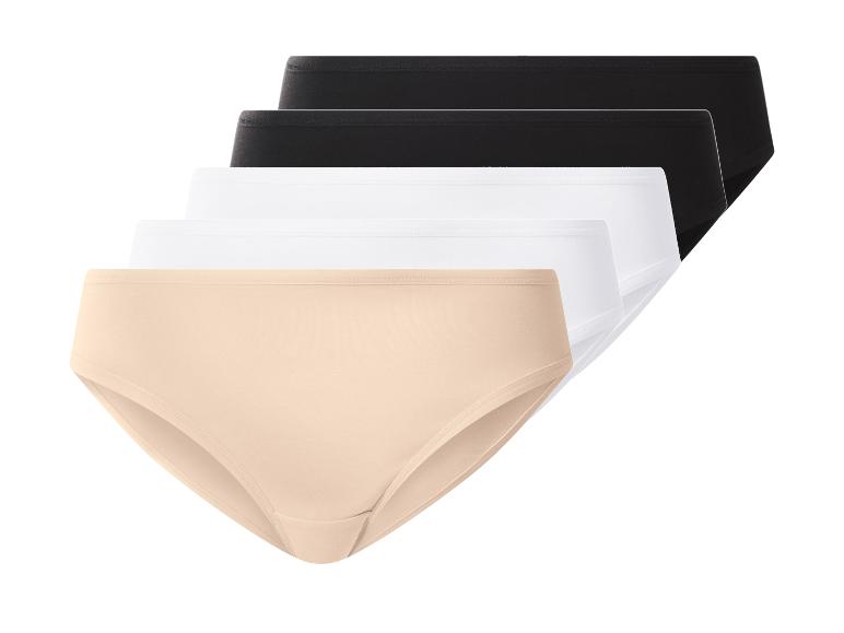 Lot de 5 culottes unies pour femmes en noir, blanc et beige.