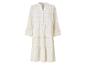 Robe longue blanche à imprimé géométrique beige.