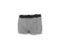 Boxer homme en coton gris avec ceinture élastique noire et rayures blanches.