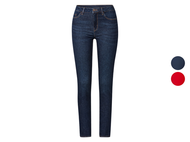 Jean skinny bleu foncé pour femme.