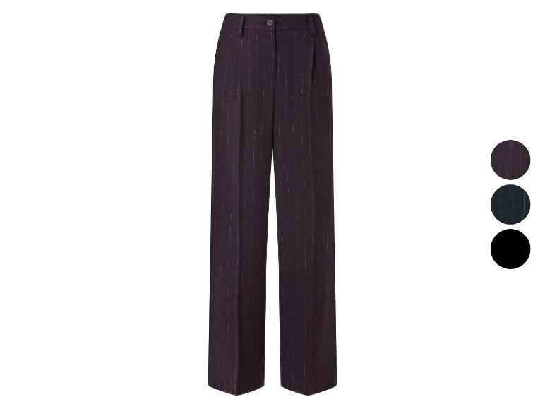 Pantalon large à rayures fines en trois couleurs : marron, bleu marine et noir