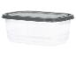 Récipient alimentaire en plastique transparent avec couvercle rectangulaire gris