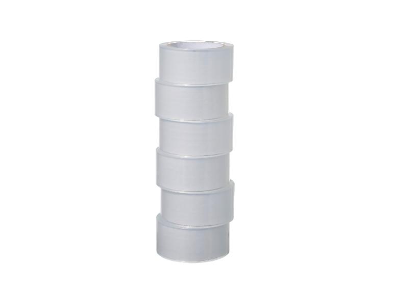 Pile de six rouleaux de ruban adhésif transparent