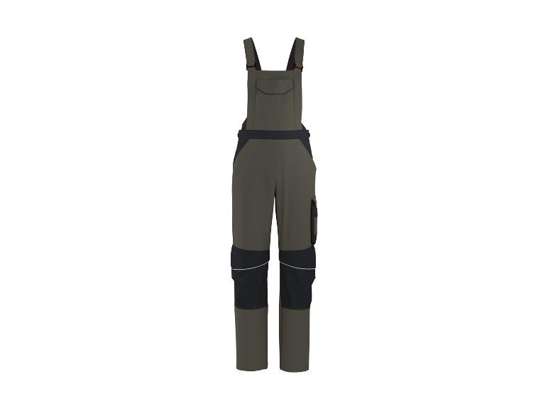 Salopette de travail vert olive avec détails noirs et blancs