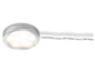 Un luminaire LED rond argenté avec un cordon.