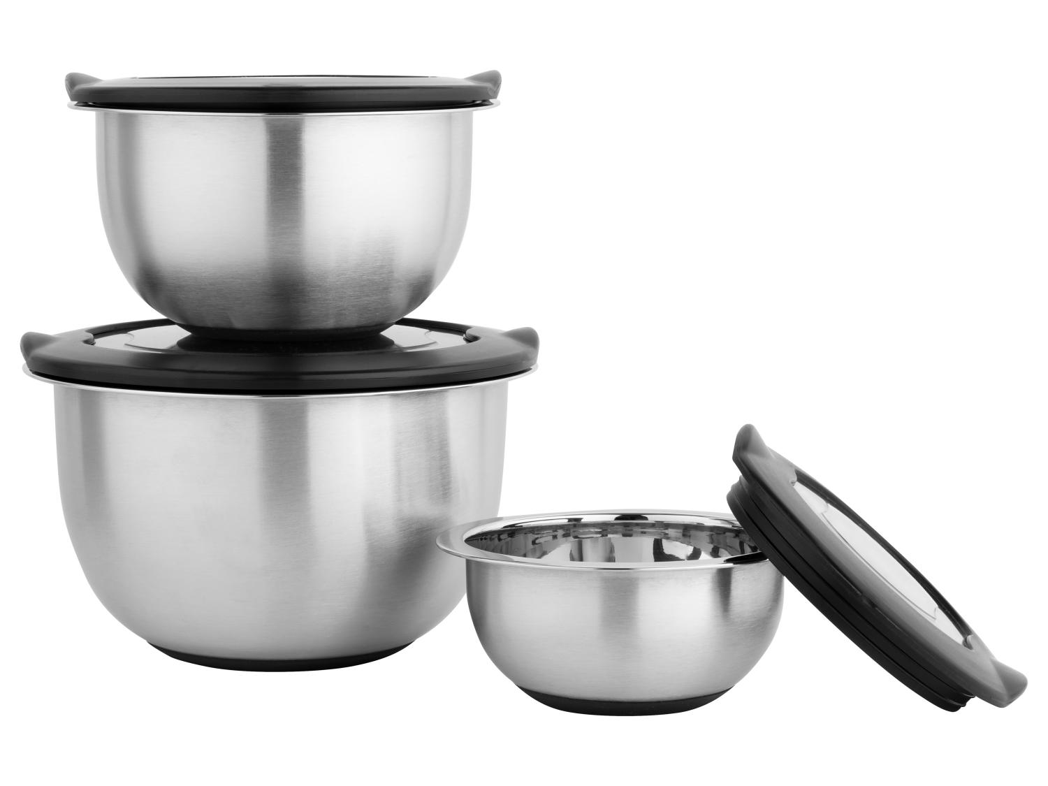 KUOGAS Lot de 5 Saladiers Avec Couvercle,cul de Poule Inox,3 Râpes