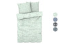 Un ensemble de draps avec un motif de feuilles en vert menthe.