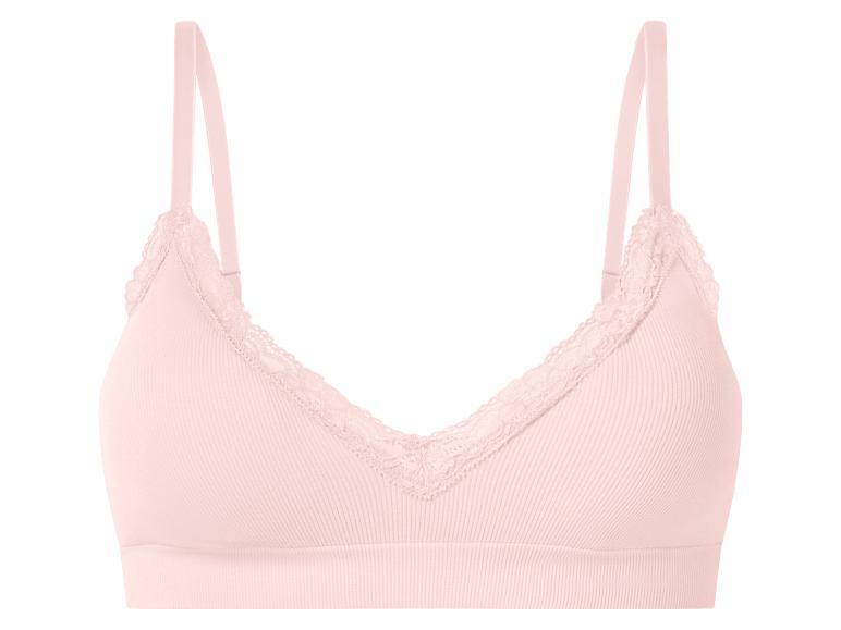 Bralette côtelée rose clair avec détails en dentelle