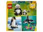 Boîte LEGO Creator 3-en-1 avec pandas, pingouins et orques.