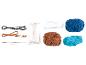 Kit de crochet avec fil, rembourrage, crochet et aiguille.