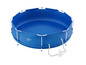 Une piscine bleue Livarno Home avec une pompe de filtration.