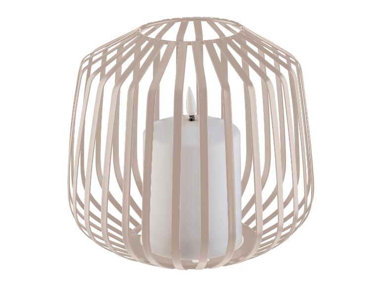 Lanterne décorative avec bougie LED de couleur beige