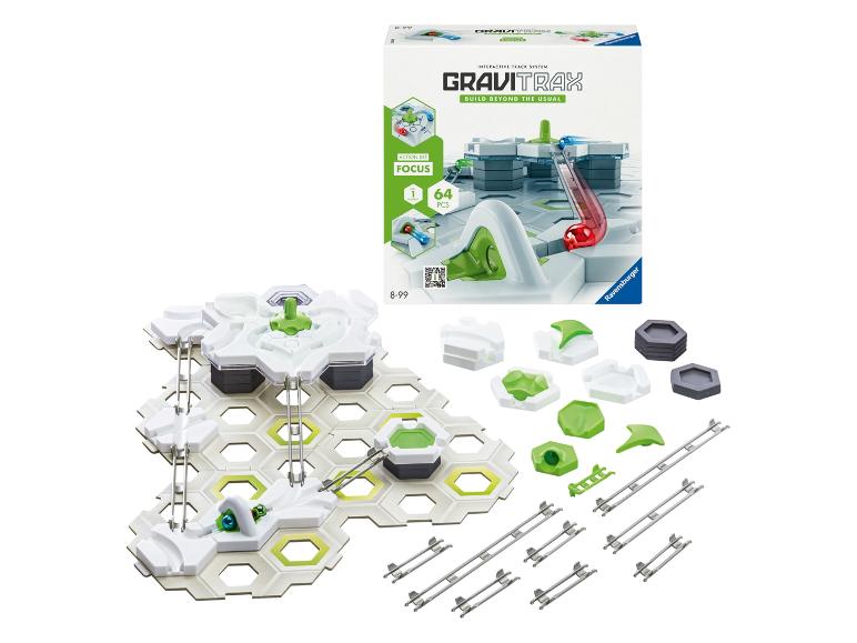 Système de piste interactif GraviTrax avec ensemble Focus et 64 pièces.