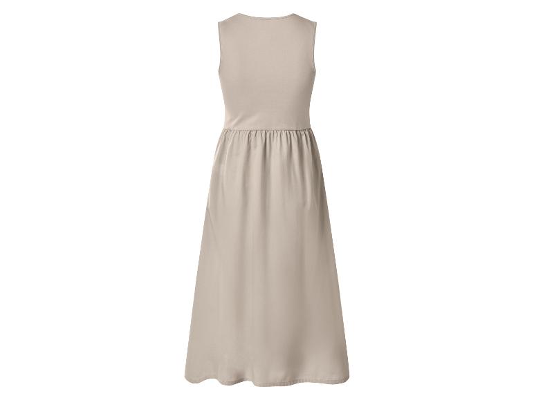 Robe midi sans manches de couleur beige clair, vue de dos.