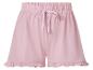 Short rose pour femme avec taille élastique et nœud à l'avant.