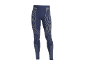 Legging de compression homme bleu foncé avec détails rayés gris.