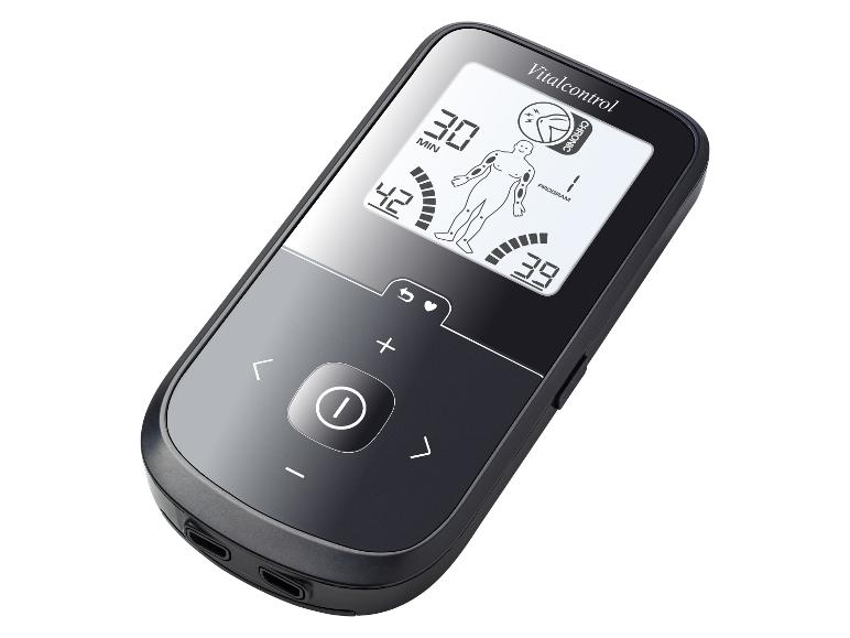 Appareil Vitalcontrol TENS/EMS noir avec écran numérique et boutons de commande.